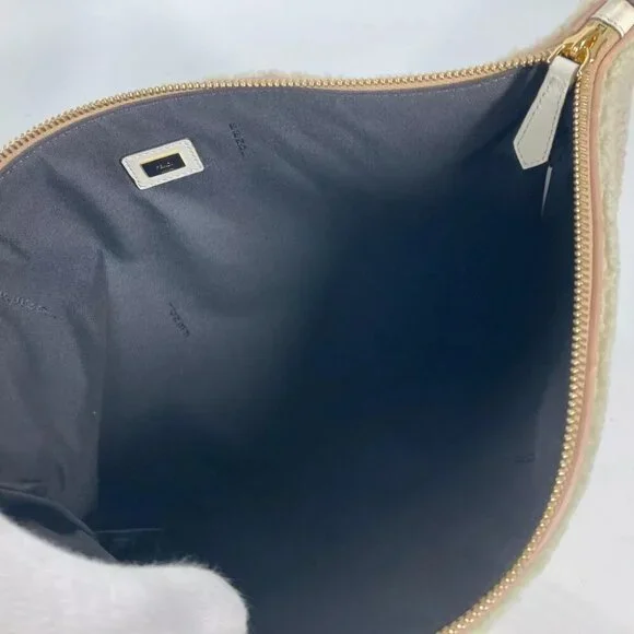FENDI 8N0178 Mouton Logo bore Bag pouch with strap Clutch bag
